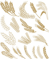 Multiple vector image of wheat ear - obrazy, fototapety, plakaty