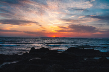 Obraz premium 九十九里浜の夕日