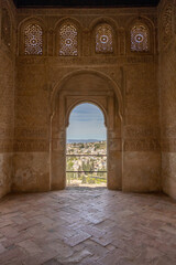 arches of the cathedral with view of granada Spain