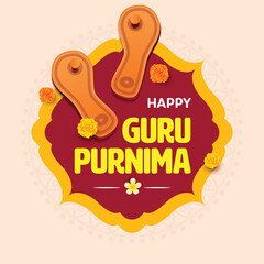 Happy Guru Purnima - festival is traditionally observed to honour one's chosen spiritual teachers or leaders. - obrazy, fototapety, plakaty