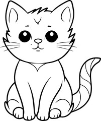Fototapeta premium Black and White Illustration of Cute Anime Style Cats