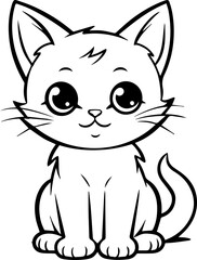 Black and White Illustration of Cute Anime Style Cats