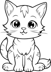 Fototapeta na wymiar Black and White Illustration of Cute Anime Style Cats