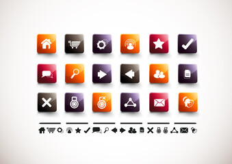 A collection of 18 internet and website icons.