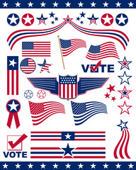 Obraz premium Elements and icons related to American patriotism