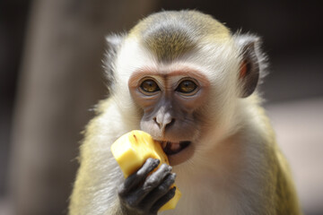 cute monkey eating fruit