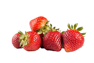 Strawberries on a white isolated PNG background.