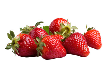 Strawberries on a white isolated PNG background.