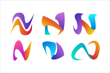 Abstract Colorful N letter logo