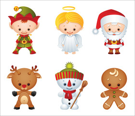 Vector illustration - Christmas characters icon set