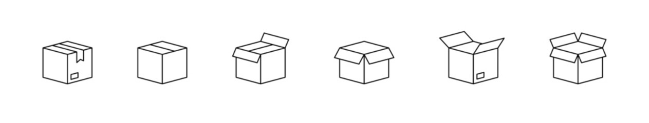 Box icon. Cardboard parcel icons. Package carton box icon collection