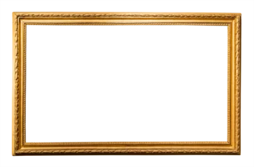 Fotobehang old horizontal long narrow wooden picture frame isolated on white background with cut out canvas © vvoe