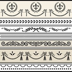 Vectorized repeating border design. Decorative antique ornaments, all elements are on separate layers for easy editing and color change, full scalable vector graphic included Eps v8 and 300 dpi JPG.