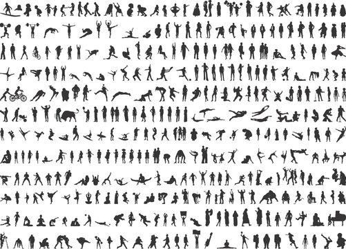 Hundreds of human silhouettes