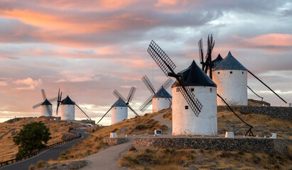 Windmills of Consuegra at Sunrise , Castilla-La Mancha, Spain. Beautiful exposure of the Windmills...