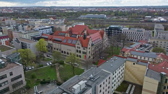 Drone shot of Museum of Cultural History ( Kulturhistorisches Museum ) Magdeburg , Germany