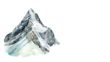 Fototapeta na wymiar Isolated mountain in watercolor styler art, white banner, Generative AI