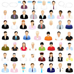 Icons Of People With Speech Bubbles, Isolated On White Background, Vector Illustration