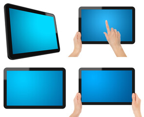 Each tablet pc have a clipping path for screen, tablet and hand's. XXXL size, ultra quality.