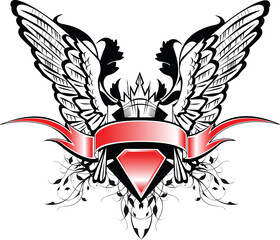 Naklejka premium Banner and wings