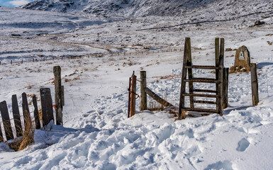 Winter in Snowdonia after a fall of snow