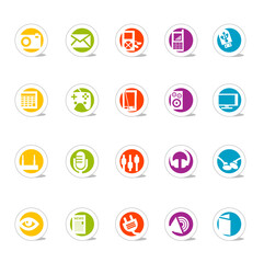 Simple Icons Media and Such; Nice set of colorful icons--see my portfolio for other icons in this series. Vector files are layered and easy to edit. No transparencies!