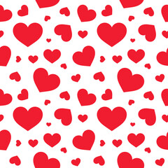 Cute red hearts seamless texture pattern. Png illustration.