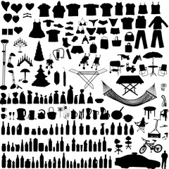 Miscellaneous household, clothes and others vector objects