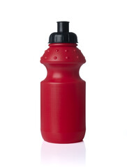 Red sports drink water bottle isolated on a white background