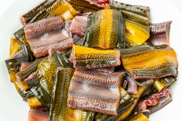 Fresh eel slices