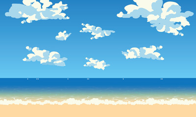 海と空のイラスト背景素材