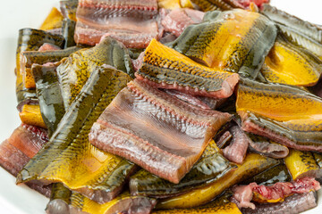 Fresh eel slices