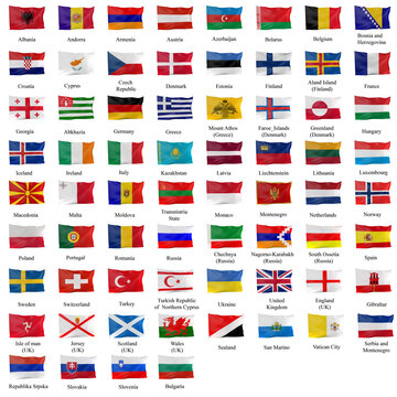 3d rendering of all the european flags
