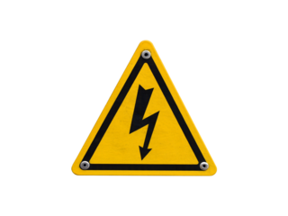 Electricity warning sign isolated on the transparent background