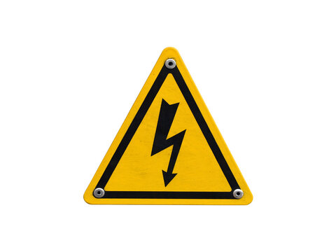 Electricity warning sign isolated on the transparent background