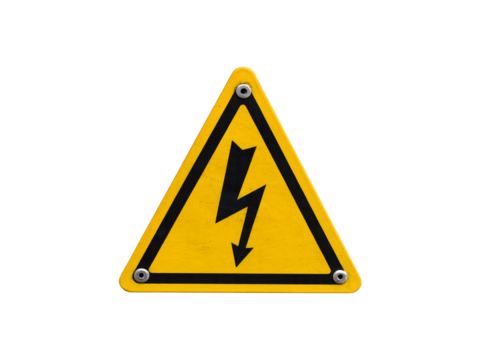 Electricity warning sign isolated on the transparent background