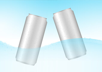 Aluminum Can or Cold Beer Can and Soda Can. Vector Illustration. 