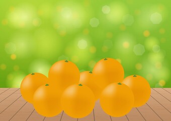 Fresh Orange Fruits Background. Vector Illustration. 
