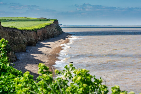 Herne Bay in Kent, England viewed from the coastal path between Reculver and Herne Bay