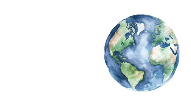 Earth watercolor style isolated on white, Generative AI