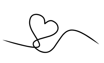 One Line abstract Heart. Trendy Minimalist Illustration of Love Symbol. Contour Drawing Style