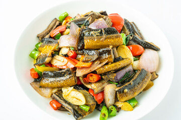 Chinese Cuisine One Plate Stir-Fried Eel