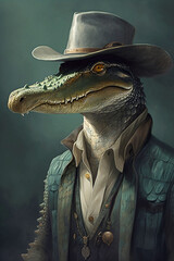 Alligator in a cowboy hat