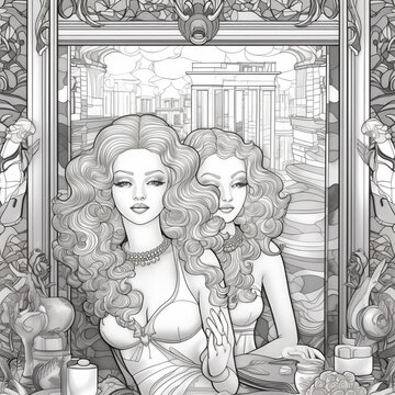 Cute Girl Mandala Pattern Coloring Page For Adults, Kids 