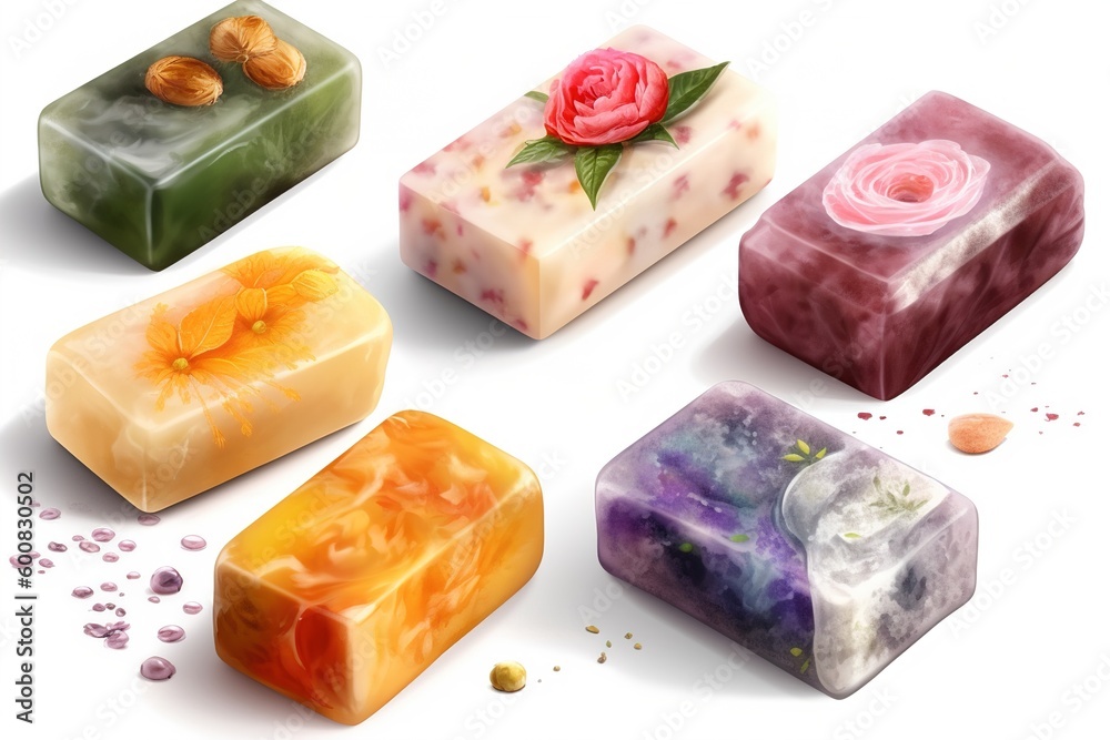 Poster handmade soap isolated on white background. generated by ai