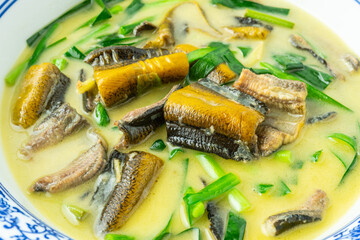 A bowl of delicious leek eel soup