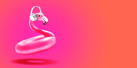 Cute inflatable pink flamingo toy © stokkete