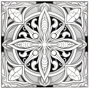 Mandala Pattern Floral Coloring Page For Adults, Kids
