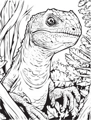 Cute Dinosaur Illustration Animal Vector Line Art Coloring Page