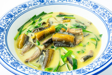 A bowl of delicious leek eel soup